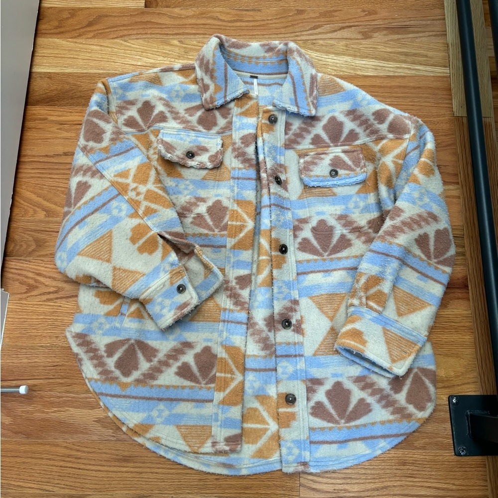 Free People Ruby Shacket Print Size Xs - image 2